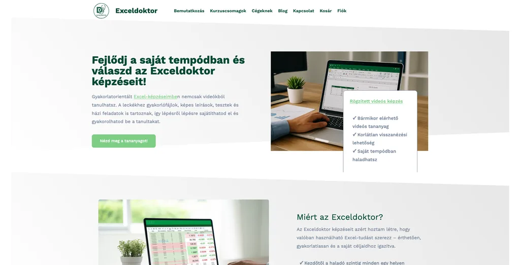 Screenshot of the exceldoktor.hu website we built