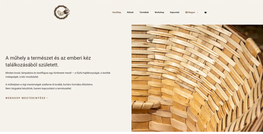 Screenshot of the kosarvilag.hu website we built