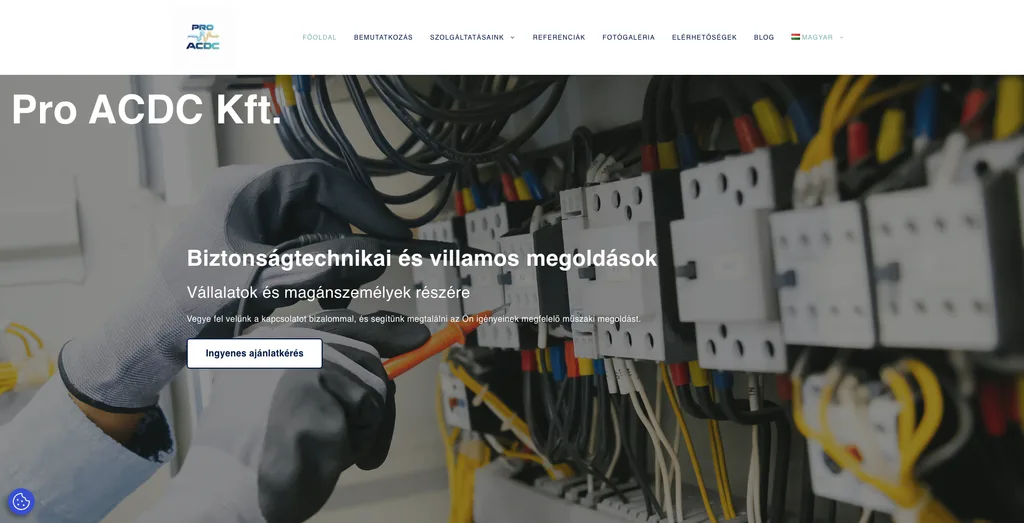 Screenshot of the proacdc.hu website we built