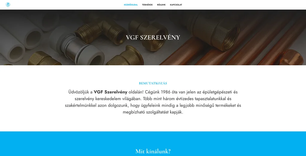 Screenshot of the vgfszerelvenybolt.hu website we built