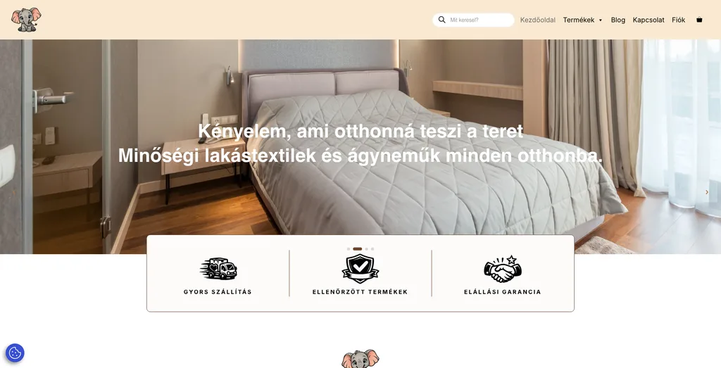 Screenshot of the zsofijatekvarazseslakastextil.hu website we built