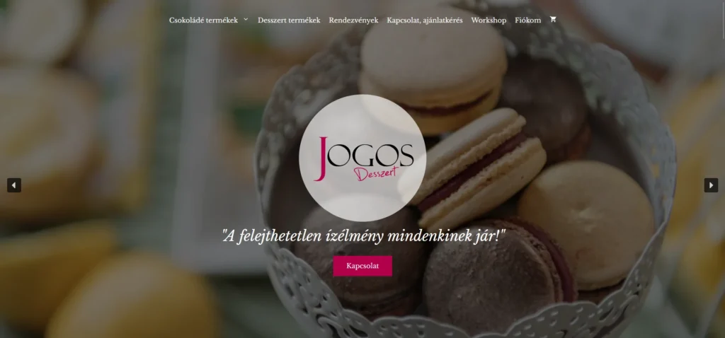 Screenshot of the jogosdesszert.hu website we built