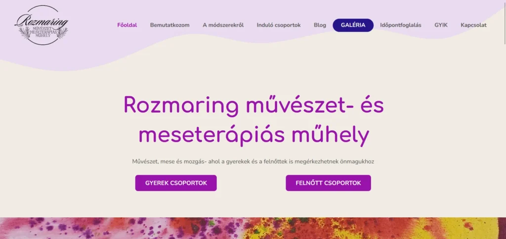 Screenshot of the rozmaringkucko.hu website we built